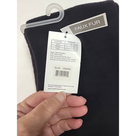 NWT Capelli Pol Black Rain Boot Liners Faux Fur Size Large 9-11 - Picture 5 of 6